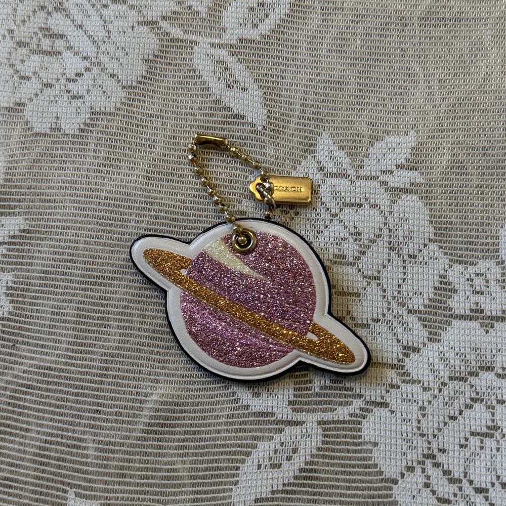 Coach Glitter Saturn Planet Bag Charm Keychain